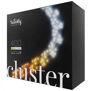 TWINKLY Inteligentne lampki LED Cluster 400 LED AWW girlanda, 6m, IP44, czarny przewód