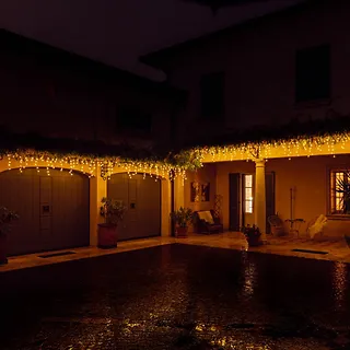 TWINKLY Inteligentne lampki sople Icicle 190 AWW LED, 5x0,5 m, IP44, przezroczysty przewód