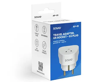 Adapter podróżny Savio AP-01 gniazdo US - wtyk EU