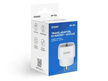 Adapter podróżny SAVIO AP-03 gniazdo EU – wtyk US