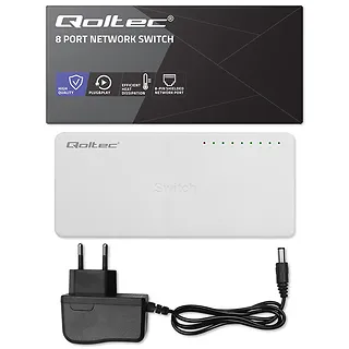 Qoltec SWITCH przełącznik sieciowy 8 x port RJ45 | 100Mbps | Fast       Ethernet | LAN