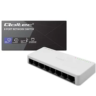 Qoltec SWITCH przełącznik sieciowy 8 x port RJ45 | 100Mbps | Fast       Ethernet | LAN