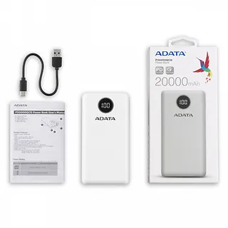 Adata Powerbank P20000QCD 20000mAh Biały QC/PD