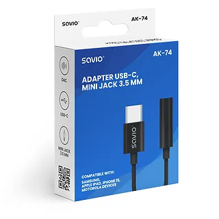 Savio Adapter audio - USB-C Jack 3,5mm. AK-74