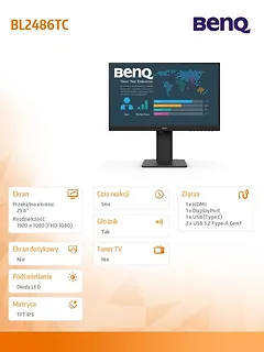 Benq Monitor 23.8 cala BL2486TC LED 4ms/1000:1/IPS/HDMI