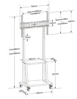 Techly Stojak mobilny  32-70 cali 70kg z półką AV Pivot