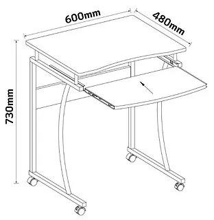 Biurko komputerowe mobilne Techly 600x480mm czarne