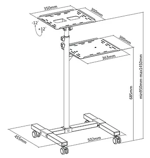 Techly Mobilny stolik do projektora metalowy