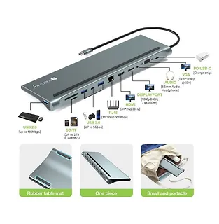 Techly Stacja dokująca notebook USB-C na HDMI/DP/VGA/USB-A/RJ45/SD/USB-C PD