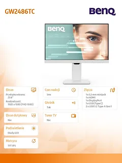 Benq Monitor 23.8 cala GW2486TC LED 4ms/1300:1/IPS/100Hz