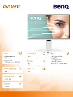 Benq Monitor 27 cali GW2786TC LED 5ms/IPS/HDMI/100Hz