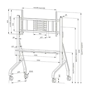 Neomounts Stojak MOVE Go XL Mobile Floor Stand (fast install, height adj)