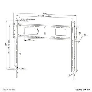 Neomounts Uchwyt ścienny LEVEL-750 (XL, 125 kg, kickstand, lockable)