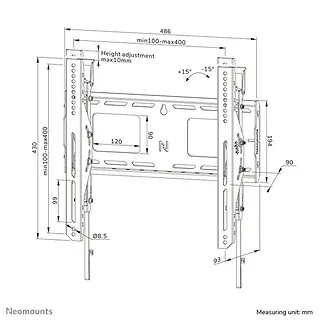 Neomounts Uchwyt ścienny LEVEL-750 (XL, 125 kg, uchylny, zabezpieczenie przed przechyleniem)