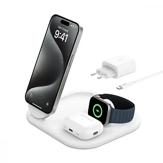 Belkin Magnetyczna podstawka ładująca BOOSTCHARGE 3w1 Qi2 15W biała składana