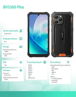 Blackview Smartfon BV5300 Plus 8/128GB Pomarańczowy