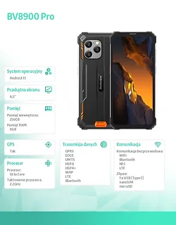 Blackview Smartfon BV8900 Pro 8/256GB pomarańczowy