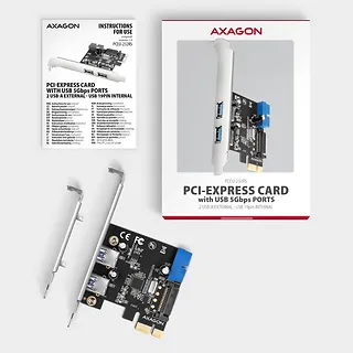 AXAGON PCEU-232RS Kontroler PCIe 2+2x port USB 3.2 GEN 1, UASP, SP & LP 15-pin SATA zasilacz