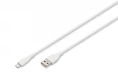 Digitus Kabel zasilający silikonowy USB-A - Lightning, USB 2.0 12W, certyfikat MFI, 0,5m Biały