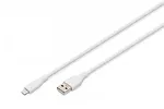 Digitus Kabel zasilający silikonowy USB-A - Lightning, USB 2.0 12W, certyfikat MFI, 1m Biały