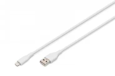 Digitus Kabel zasilający silikonowy USB-A - Lightning, USB 2.0 12W, certyfikat MFI, 2m Biały