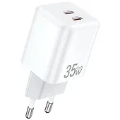 AWEI Ładowarka sieciowa GaN 35W 2xUSB-C PD65-EU Biała