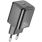 AWEI Ładowarka sieciowa GaN 35W 2xUSB-C PD65-EU Czarna