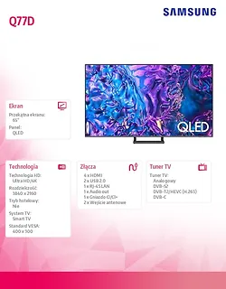 Samsung Telewizor QLED 65 cali QE65Q77DATXXH