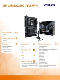 Asus Płyta główna TUF GAMING Z890-PLUS WI FI S1851 4DDR5 TB4 ATX /90MB1IQ0-M0EAY0