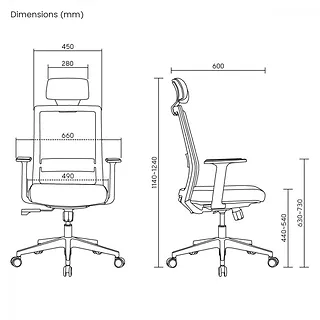 Maclean Fotel biurowy premium ergonomiczny ER-425 z wysokim oparciem, max 150 kg, regulowany