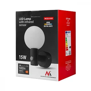 Maclean Lampa LED z czujnikiem ruchu MCE515 15W Szara