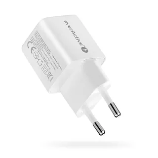 everActive Ładowarka sieciowa GaN 1X USB, 1X USB-C 20W QC3.0 Biała