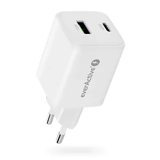 everActive Ładowarka sieciowa GaN 1X USB, 1X USB-C 45W QC4+ PD Biała