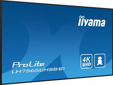 IIYAMA Monitor 75 cali LH7565UHSB-B1, 24/7, IPS, ANDROID 11, 4K, 800cd, iiSignage2, SDM, 2x HDMI, DP, 2x USB,2x 10W, RJ45, WiFi, 4/32GB, PION/POZIOM, 400x400(vesa)