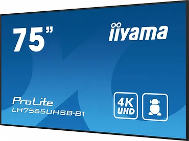 IIYAMA Monitor 75 cali LH7565UHSB-B1, 24/7, IPS, ANDROID 11, 4K, 800cd, iiSignage2, SDM, 2x HDMI, DP, 2x USB,2x 10W, RJ45, WiFi, 4/32GB, PION/POZIOM, 400x400(vesa)