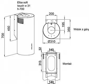 MAAN Okap kominowy Elba 2 W731 Czarny