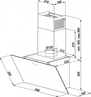 MAAN Okap kominowy Vertical Glass 60 Czarny