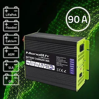 Qoltec Inteligentna ładowarka do akumulatorów LiFePO4 AGM GEL SLA | 90A | 12V