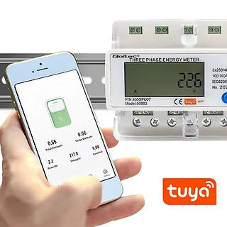 Qoltec Trójfazowy elektroniczny licznik | miernik zużycia energii na    szynę DIN | 400V | LCD | Wi-Fi