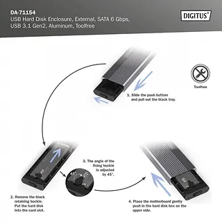 Digitus Obudowa USB 3.1 Typ C na dysk SSD M.2 SATA 6 Gbps Aluminiowa, beznarzędziowa