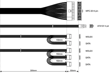 Zasilacz ATX 400W AK-B1-400 P4 3x SATA 2x Molex PPFC FAN 12CM