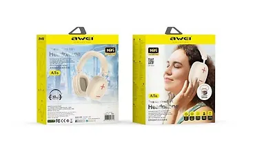 AWEI Słuchawki Bluetooth nauszne AT6 Beżowe