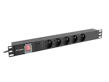 Lanberg Listwa zasilająca  rack PDU 19 cali 1U  16A 5x230V  2m czarna C14