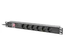 Lanberg Listwa zasilająca  rack PDU 19 cali 1U 16A 6x230V schuko 2m czarna