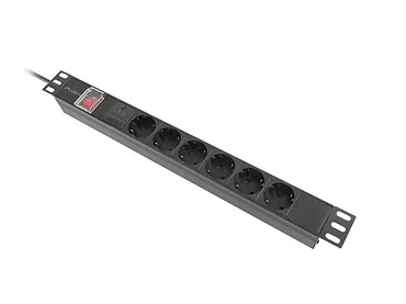 Lanberg Listwa zasilająca  rack PDU 19 cali 1U 16A 6x230V schuko 2m czarna