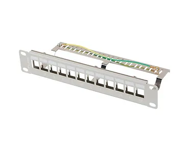 Lanberg Patch Panel 12 Port 1U 10 cali FTP z organizerem do modułów        keystone szary