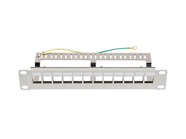 Lanberg Patch Panel 12 Port 1U 10 cali FTP z organizerem do modułów        keystone szary