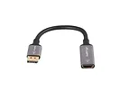 Lanberg Adapter Displayport(M)- HDMI(F)8K na kablu 20cm srebrny