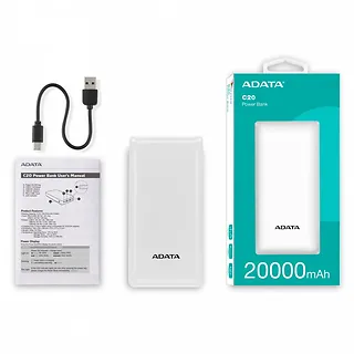 Adata Powerbank C20 20000mAh USB-C biały