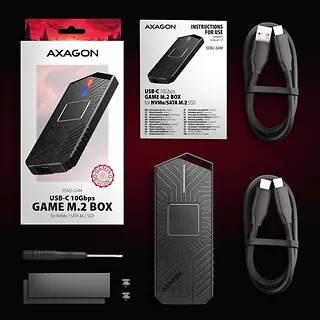 AXAGON EEM2-GAM Obudowa zewnętrzna aluminiowa USB-C 3.2 Gen 2 M.2 NVMe/SATA SSD Gaming